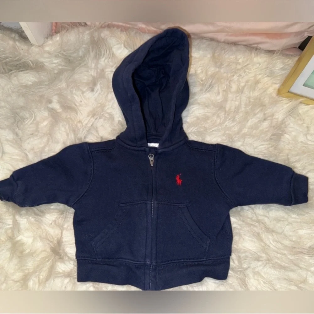 RALPH LAUREN POLO Bundle: Blue jeans, White & light blue onesie shirt& jacket. - Picture 8 of 9